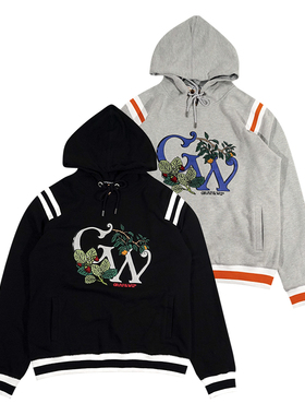 GRAF原创品牌果实橘子草莓刺绣印花GW字母修身薄绒秋冬卫衣帽衫