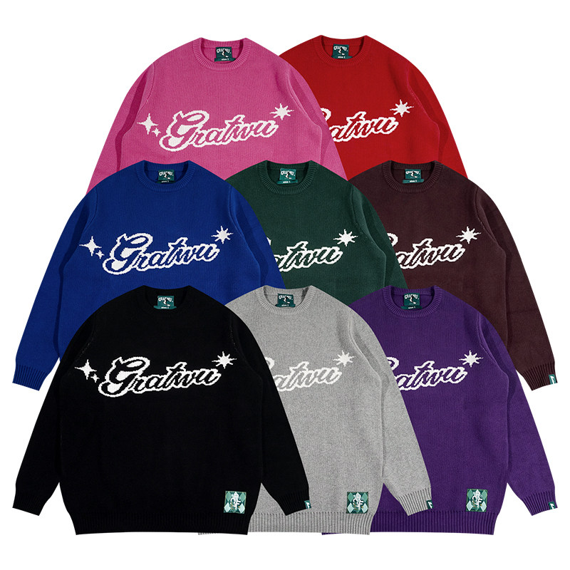 简约毛衣美式原创字母加厚针织