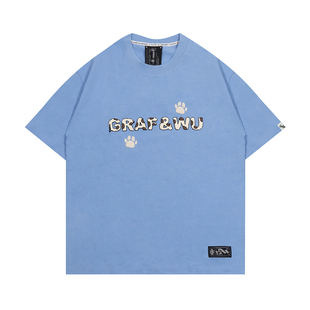 北卡蓝短袖 DogWalk遛狗爪印字母街头美式 24Vol.3 GRAF原创品牌