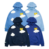 GRAF原创品牌立体拼接蓝天白云爱心月亮刺绣加绒宽松连帽帽衫 卫衣