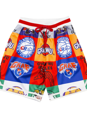 GRAF原创品牌GBA篮球俱乐部拼色球队运动宽松五分半篮球裤休闲裤