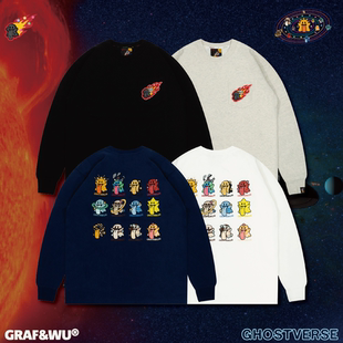 GRAF原创品牌【可爱太阳系】十二个星球刺绣流星口袋可爱鬼长袖