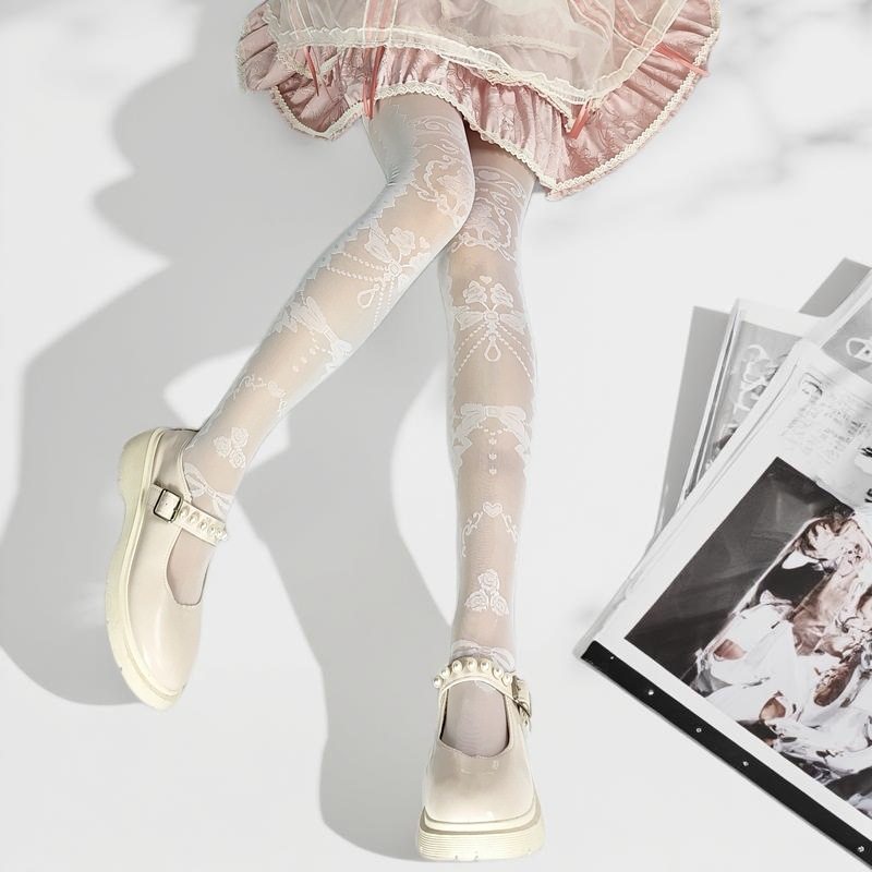 Lolita洛丽塔花恋之蝶可爱日系甜美蝴蝶结长筒过膝袜女春夏芭蕾风,女士内衣/男士内衣/家居服,连裤袜/打底袜,淘宝优惠券,粉丝福利购,淘宝优惠卷