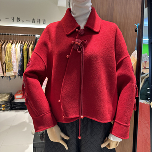 翻领国风新中式 时尚 双面骆驼绒桑蚕丝羊毛外套75G250 新款 2025冬季