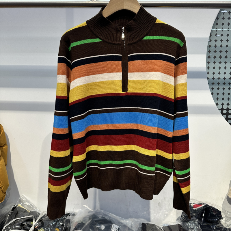 欧货2025冬季款立领撞色针织衫