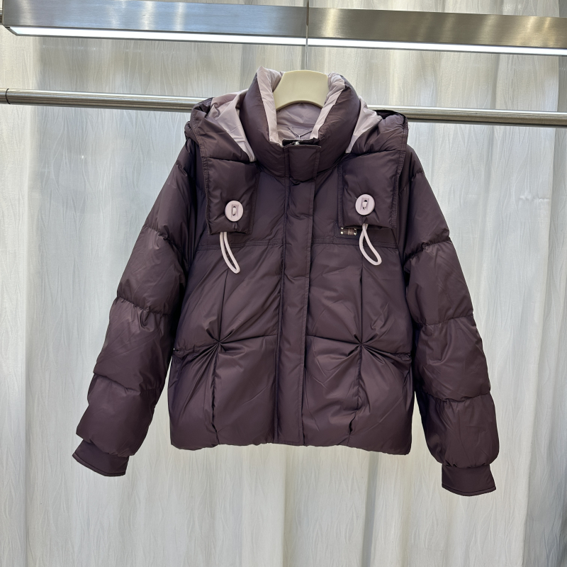 0001宽松连帽抽绳羽绒服