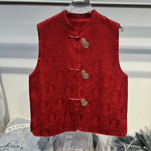 重工串珠葫芦马甲气质盘扣背心女5310 国风提花新中式 2026春季 新款