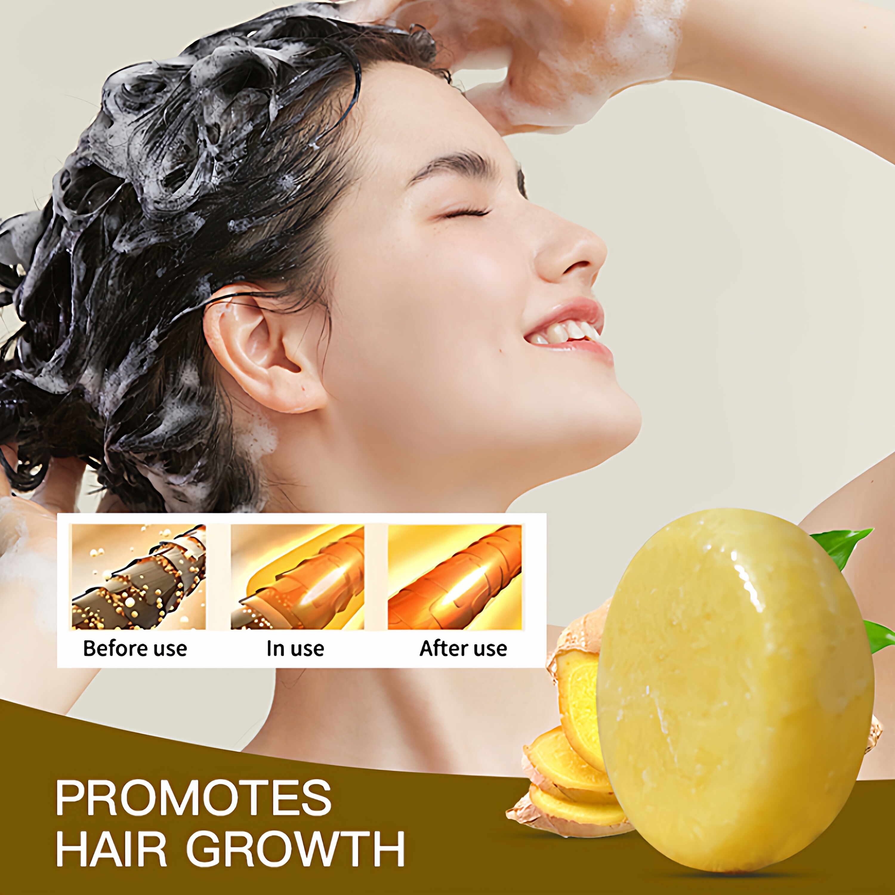 外贸跨境生姜何首乌洗发皂养发根护发固发留香小红帽精油皂手工皂