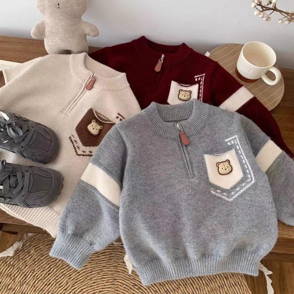 儿童加绒毛衣男童卫衣套头衫内搭