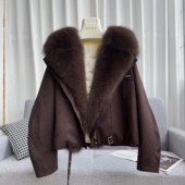 2025秋冬狐狸毛皮草女海宁真毛鹅绒百搭显瘦年轻宽松短款 外套大衣