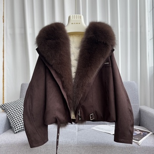 2025秋冬狐狸毛皮草女海宁真毛鹅绒百搭显瘦年轻宽松短款外套大衣