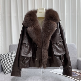 2025秋冬狐狸毛皮草女海宁真毛鹅绒仿绵羊皮百搭年轻短款 外套大衣