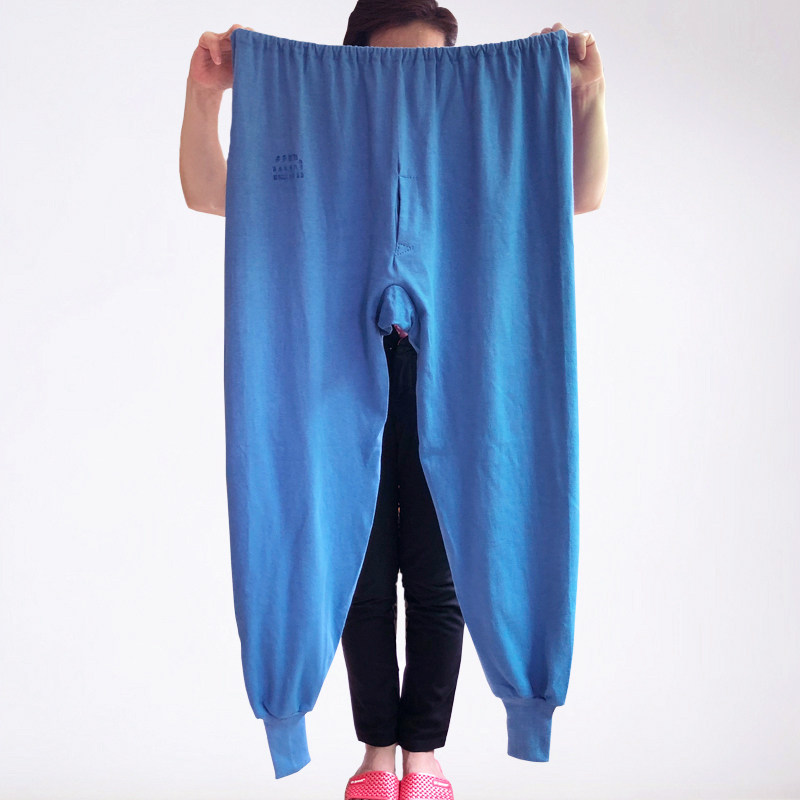 中老年人秋裤男纯棉高腰宽松老式全棉毛裤爸爸加肥加大码肥佬线裤