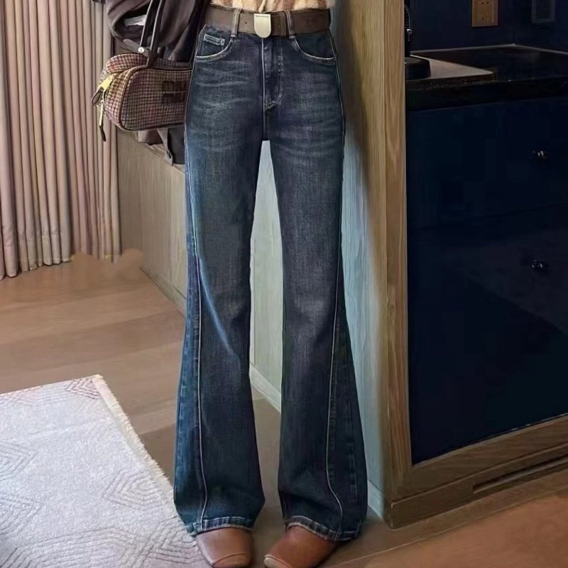 超好看微喇牛仔裤女高腰2025秋季弹力喇叭裤显瘦显高黑色蓝色长裤