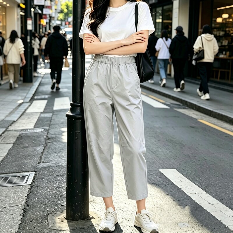 速干裤女夏季2026新款薄料高腰宽松小个子弹力九分哈伦休闲运动裤