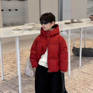 番薯弟弟 2025冬儿童保暖加厚羽绒服男童防寒新国标90白鸭绒外套