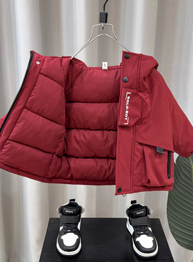 男童棉服冬季2025新款儿童加厚红色过年服小男孩宝宝棉衣棉袄外套