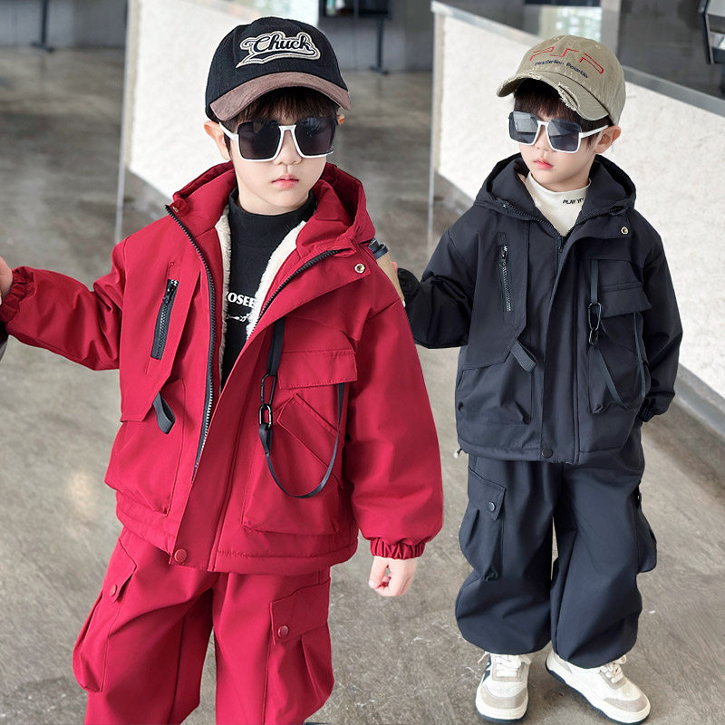 男童秋冬套装2025新款宝宝冬季加绒工装外套儿童加厚时髦保暖衣服,童装/婴儿装/亲子装,套装,淘宝优惠券,粉丝福利购,淘宝优惠卷