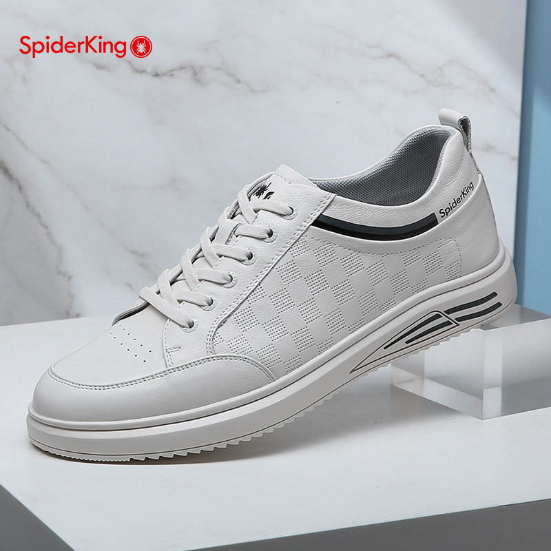 蛛蜘王男鞋旗舰店官方蜘蛛网知蛛王知珠王休闲鞋真皮皮鞋知朱板鞋
