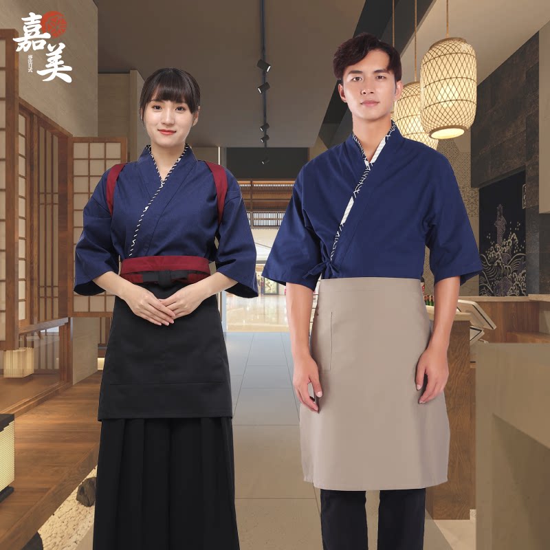 日式和风花布厨师半袖工作服
