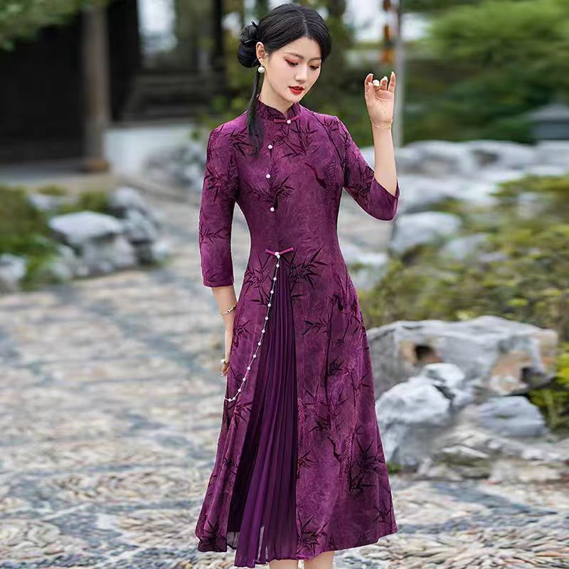 新中式长款改良旗袍2025新款