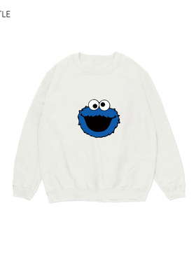 Shuttle芝麻街圆领套头卫衣甜饼怪艾摩Elmo Cookie Monster情侣装