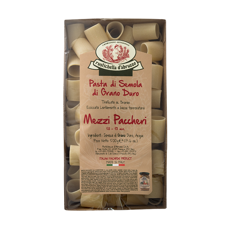 Rustichella意大利Mezzi Paccheri手工意大利面宽管型意面500g