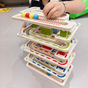 儿童滚珠轨道滑道旋转弹珠滚球视觉追踪游戏3到6岁男孩益智玩具