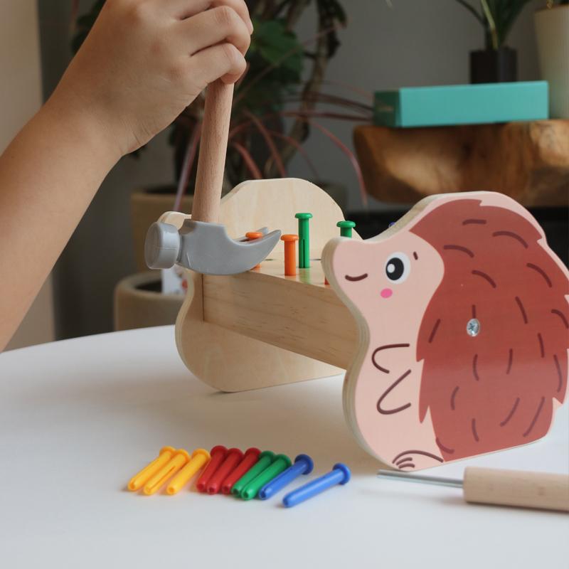 儿童蒙氏敲钉子教具幼儿园小中大班益智区投放材料敲敲乐木质玩具