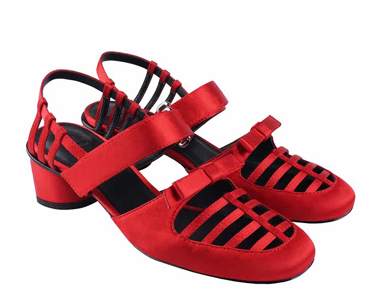 MIXOLOGY Original design VELVET GLOVE Hollow Mid heeled sandals redin the Women's Shoes, Low shoes  category - from Buy2taobao.com to provide professional Taobao agent buy service