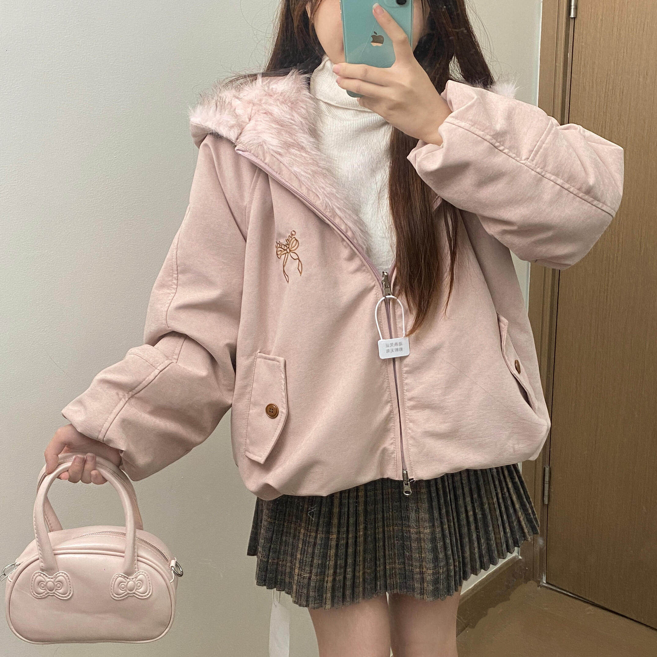 粉色两面穿皮草一体外套女2025新款座山雕加厚保暖棉衣派克外套,女装/女士精品,皮草,淘宝优惠券,粉丝福利购,淘宝优惠卷