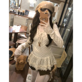 毛毛领vintage感夹棉花苞外套内搭花边打底上衣内搭裙