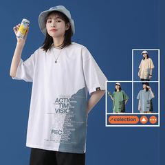 New T-shirt neutral style cotton imitation short sleeve summer casual loose round neck multicolor bottom coat