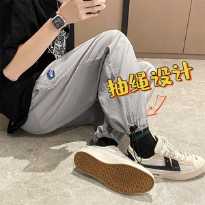 爆！！夏季新款港风宽松休闲大码冰丝裤休闲九分裤DK7305-P45