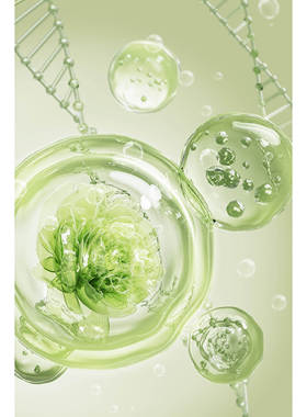 JJQ14C4D模型OC渲染3D立体细胞花朵美妆护肤海报美妆美业分子背景