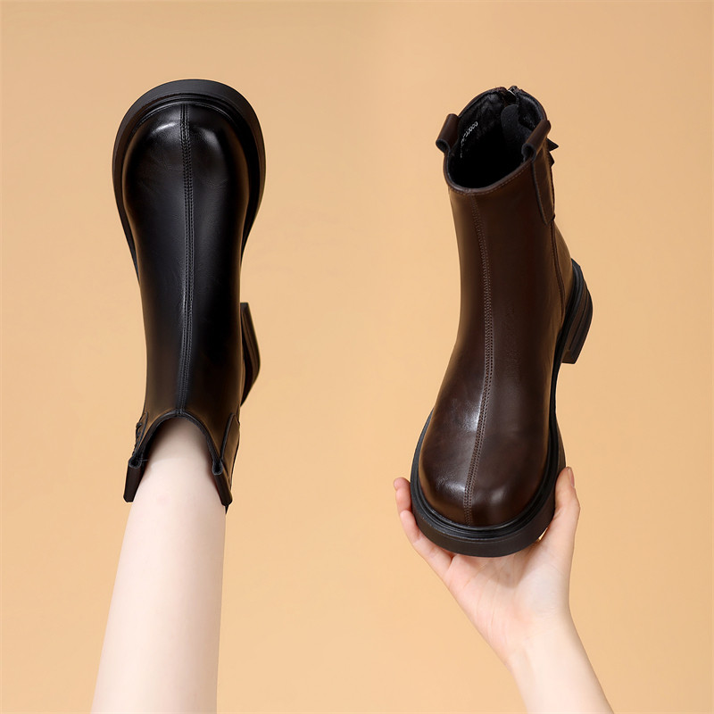 平底英伦风显瘦马丁靴女2025秋冬季新款后拉链洋气百搭切尔西短靴,女鞋,马丁靴,淘宝优惠券,粉丝福利购,淘宝优惠卷