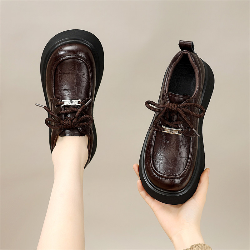 圆头乐福鞋女2026年春秋新款交叉绑带小皮鞋时尚百搭舒适增高单鞋,女鞋,乐福鞋（豆豆鞋）,淘宝优惠券,粉丝福利购,淘宝优惠卷