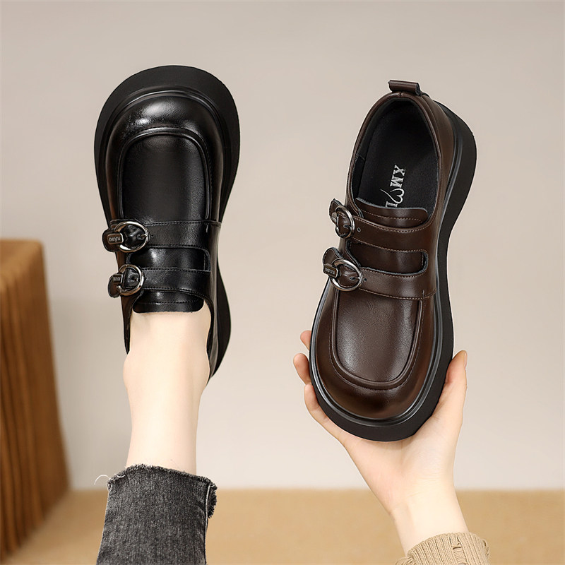 韩版圆头乐福鞋女2026春秋新时尚英伦学院风小皮鞋百搭金属扣单鞋,女鞋,乐福鞋（豆豆鞋）,淘宝优惠券,粉丝福利购,淘宝优惠卷