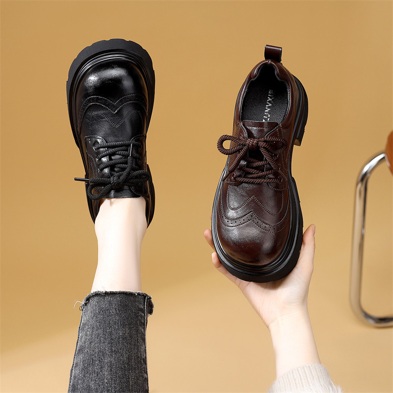 韩系圆头厚底乐福鞋女2026春秋新时尚复古交叉绑带小皮鞋圆头单鞋,女鞋,乐福鞋（豆豆鞋）,淘宝优惠券,粉丝福利购,淘宝优惠卷