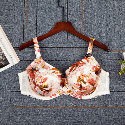 ms欧美风大码全罩杯真丝印花内衣