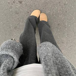 子 宽松直筒格雷系阔腿裤 深灰色糯米裤 女秋冬加绒软糯垂坠感休闲裤