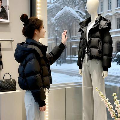 短款羽绒棉服女2025冬季新款宽松高级感云朵泡芙连帽面包服厚外套