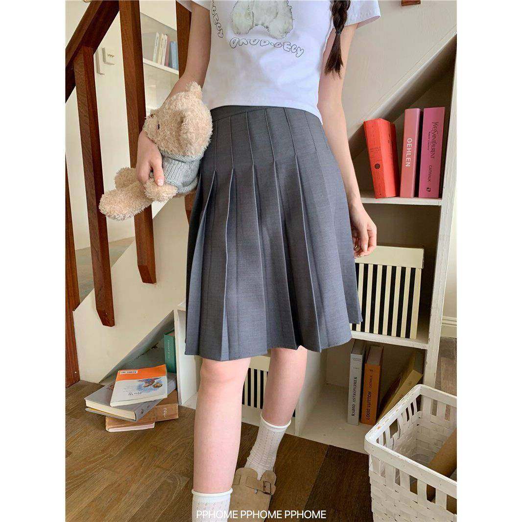 自制~百褶中裙 女子高中miu系西装半身裙春夏中长半身裙女