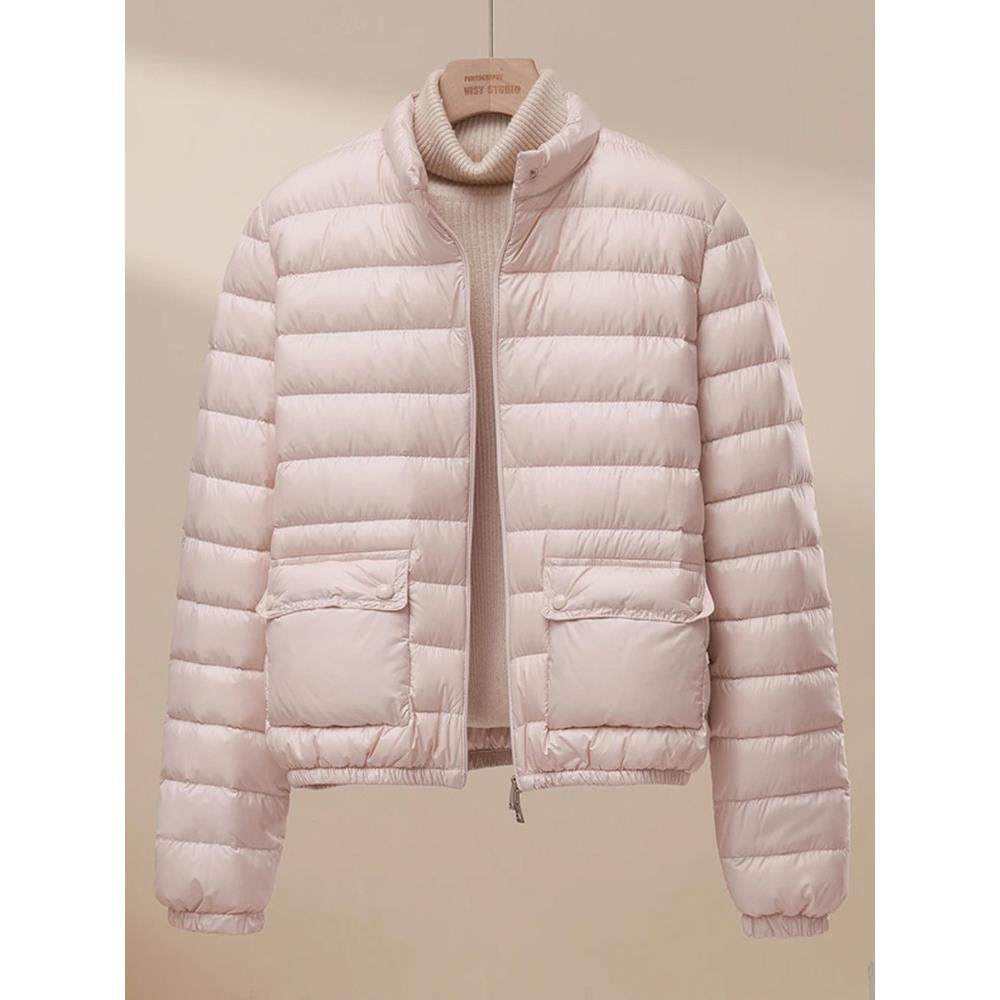 立领短款轻薄羽绒棉服女排骨2025新款冬季直筒休闲保暖面包服外套