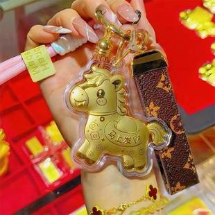 水贝黄金马上发财钥匙扣含足金马上有钱包包挂件贺岁随手礼物