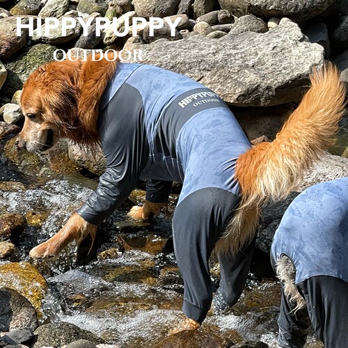 HippyPuppy雾蓝四脚衣户外防尘防虫宠物衣服