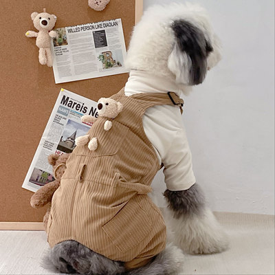 新品灯芯绒背带裤小熊系列