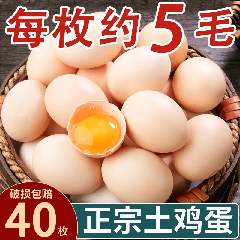 正宗土鸡蛋农家散养新鲜纯农村自养天然40枚草鸡蛋笨鸡蛋乌绿壳蛋