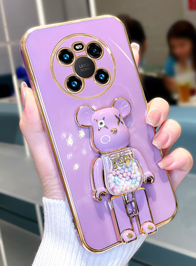 适用于华为mate40手机壳新款mate50电镀糖果熊支架mate40pro硅胶防摔软壳mate50pro网红保护套情侣潮牌个性