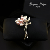1359 胸花别针配饰 温润雅致 天然珍珠花束花朵胸针高档精致女款